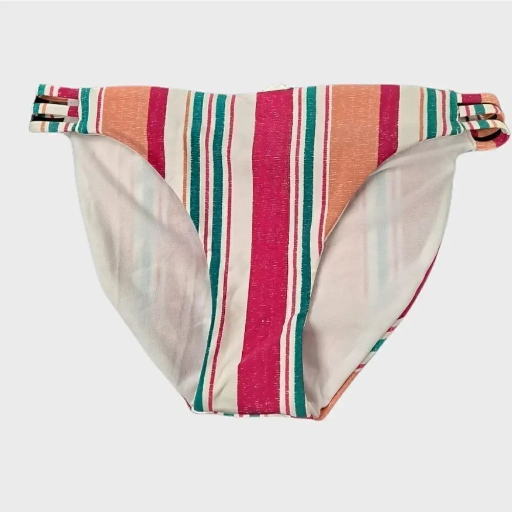 ROXY Printed Beach Classics Bikini Full Bottom Striped Multicolored XSmall